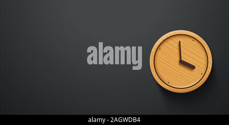 wooden clock lying on dark background Stock Vector