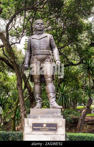 Statue of Jose Maria Morelos y Pavon,  a Mexican Roman Catholic priest and revolutionary rebel leader,  at the Chapultepec Castle.  located on top of Stock Photo