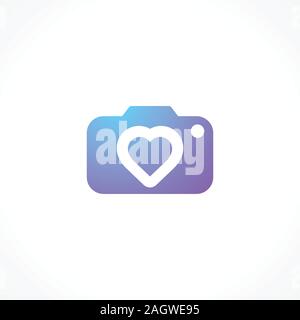 abstract Camera with Heart shape lens Stock Vector