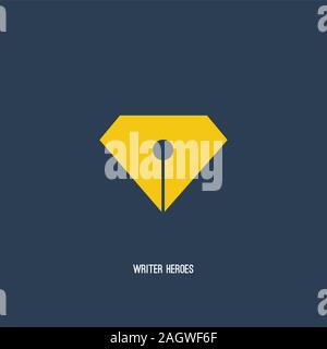 abstract sign of Writer Hero. Isolated Vector Illustration Stock Vector