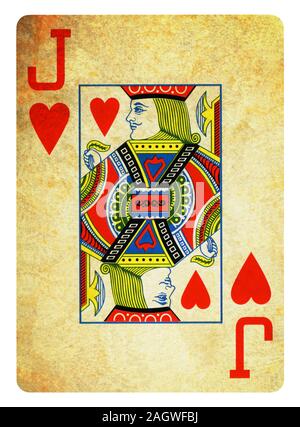 Jack of Hearts Vintage playing card - isolated on white (clipping path included) Stock Photo