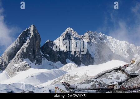 Near the peak of Jade Dragon Snow Mountain in Yunnan, China. Stock Photo