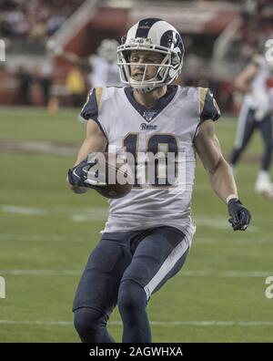 Santa Clara, USA. 21st Dec, 2019. Los Angeles Rams wide receiver Cooper Kupp (18) takes a Jared Goff pass 22 yards for a TD in the third quarter against the San Francisco 49ers at Levi's Stadium in Santa Clara, California on Saturday, December 21, 2019. The 49ers defeated the Rams 34-31. Photo by Terry Schmitt/UPI Credit: UPI/Alamy Live News Stock Photo