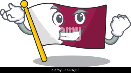 Happy confident Successful flag qatar Scroll cartoon character style Stock Vector