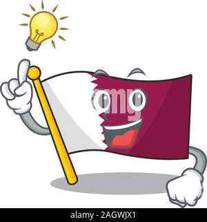 Have an idea flag qatar Scroll cartoon character design Stock Vector