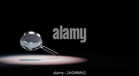 Metal Magnifier Glass Spotlighted on Black Background with Copy Space 3D Illustration Stock Photo