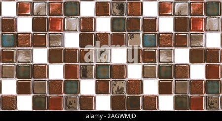 mosaic block in wall background. iridescent tiles Stock Photo