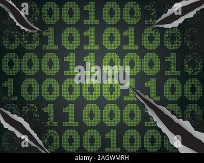 Green binary computer code, abstract numeral background. Stock Vector