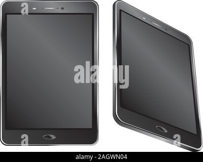 Touch screen digital tablet in black color. Stock Vector