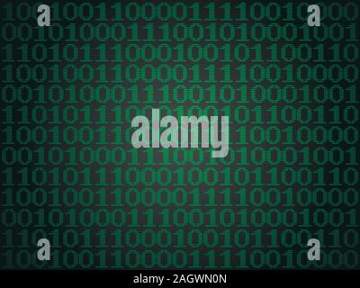 Green binary computer code, abstract numeral background. Stock Vector