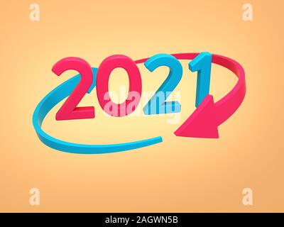 New Year 2021 Creative Design Concept - 3D Rendered Image Stock Photo