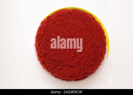 bright red cake called red velvet isolated on a white background Stock Photo