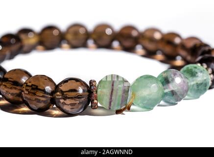 amethyst, obsidian, quartz mineral, tiger eye mineral stones Stock Photo