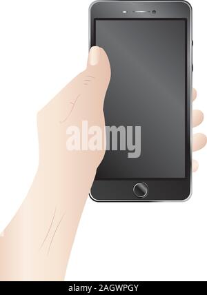 Human hands holding black smartphone with touchscreen Stock Vector ...