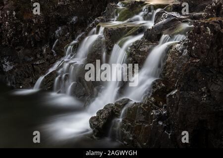 Waterfall, Long Exposure, near Sligachen, Isle of Skye, Scotland Stock Photo