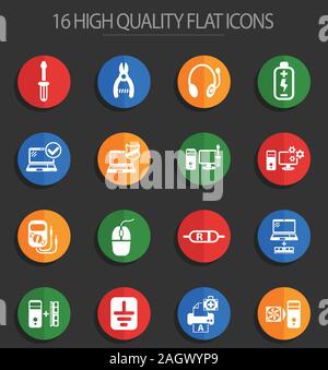 computer repair 16 flat icons Stock Vector