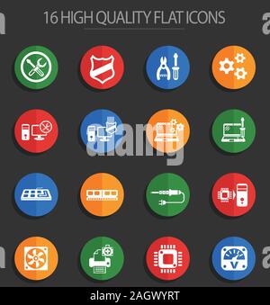 computer repair 16 flat icons Stock Vector