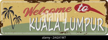 Vintage greeting card from Kuala Lumpur - Malaysia. Vector illustration. Stock Vector