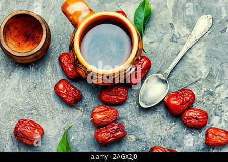 Tea from unabi or jujube.Herbal medicine.Chinese traditional medicine. Stock Photo