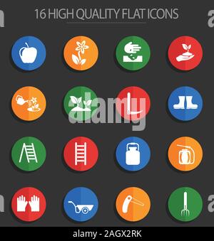gardening 16 flat icons Stock Vector