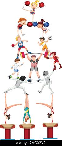 People doing different kinds of sports on white background illustration Stock Vector