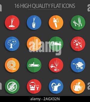 gardening 16 flat icons Stock Vector