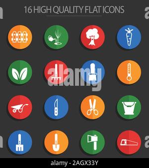 gardening 16 flat icons Stock Vector