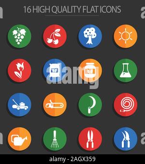 gardening 16 flat icons Stock Vector