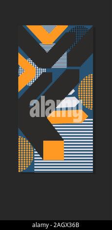colored geometric forms abstract background banner modern graphic elements online mobile app memphis style vertical vector illustration Stock Vector
