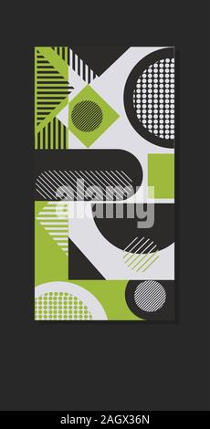 colored geometric forms abstract background banner modern graphic elements online mobile app memphis style vertical vector illustration Stock Vector