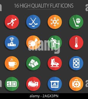 ice rink 16 flat icons Stock Vector