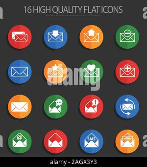 envelope 16 flat icons Stock Vector Image & Art - Alamy