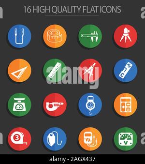 measuring tools 16 flat icons Stock Vector