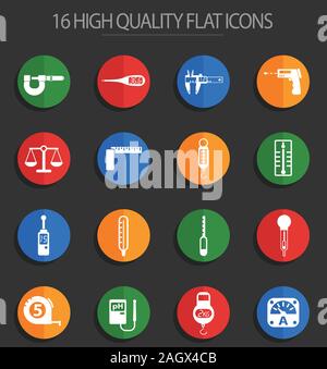 measuring tools 16 flat icons Stock Vector