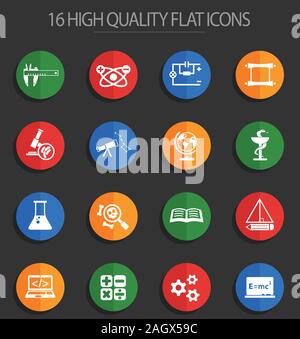science 16 flat icons Stock Vector Image & Art - Alamy