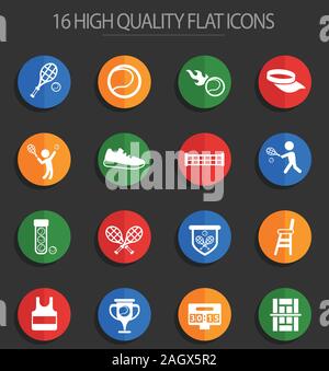 tennis 16 flat icons Stock Vector