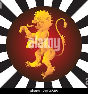 Golden lion emblem on isolated background. Vector image Stock Vector