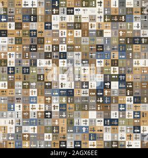 Tan Micro Pattern of Squares with Layered Geo Stock Vector