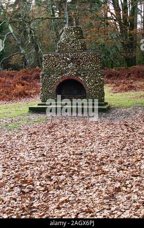 Portuguese fireplace at Bolderwood,New Forest Stock Photo