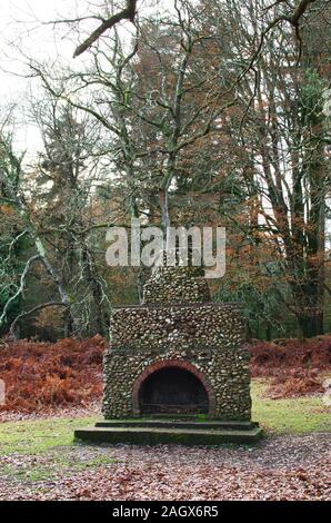 Portuguese fireplace at Bolderwood,New Forest Stock Photo