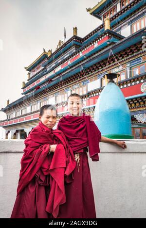 GHOOM, INDIA - MARCH 18, 2017: Smiling buddhist monk in Dali Monastery Ghoom, India. Stock Photo