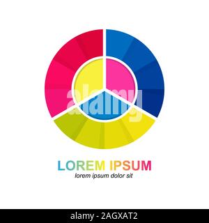 Colored circle. Applicable for logo or infographic or chart. Isolated on white background Stock Vector