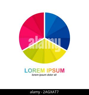 Colored circle. Applicable for logo or infographic or chart. Isolated on white background Stock Vector