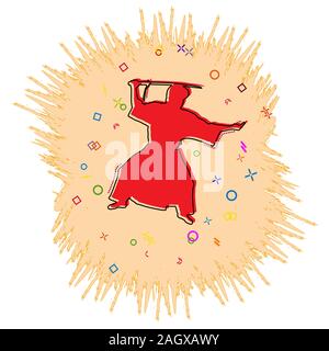 Samurai icon. Comic book style icon with splash effect. flat style. Isolated on white background. Stock Vector
