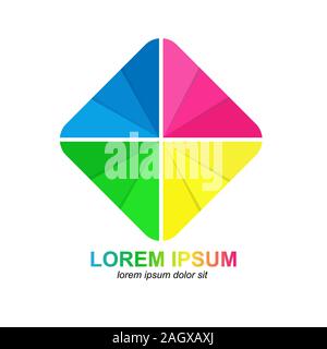 colored square. Applicable for logo or infographic or chart. Isolated on white background Stock Vector