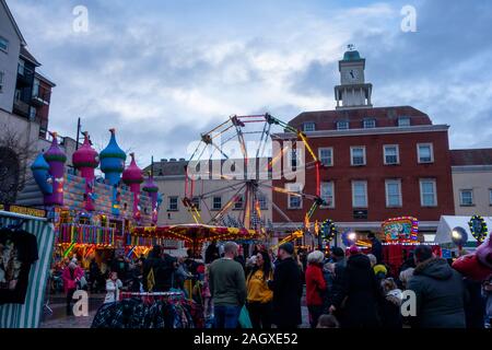 A funfair provided in Romford market as part of the Christmas market Stock Photo