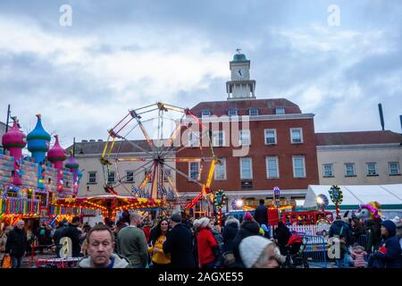 A funfair provided in Romford market as part of the Christmas market Stock Photo