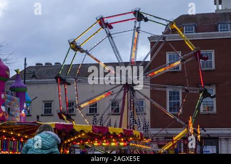 A funfair provided in Romford market as part of the Christmas market Stock Photo