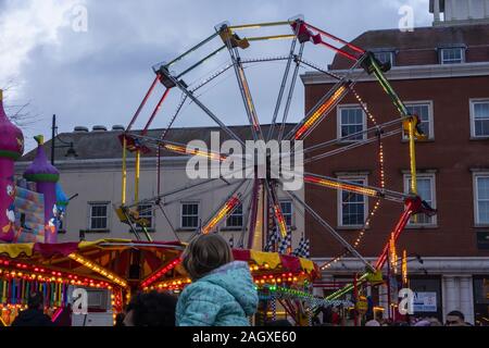 A funfair provided in Romford market as part of the Christmas market Stock Photo