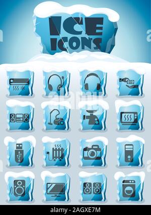 electronics supermarket icon set Stock Vector